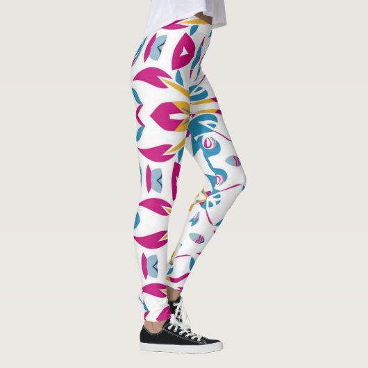 Multicolor-abstraktes Stoffmuster Leggings (Rechts)