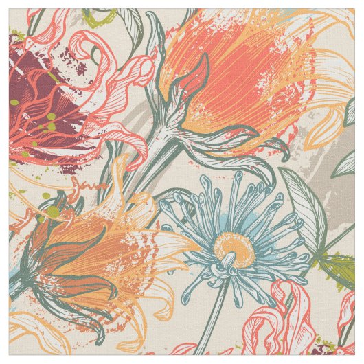 Multicolor African Abstrakt Floral Pattern Stoff (Nahaufnahme)