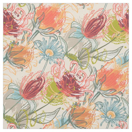 Multicolor African Abstrakt Floral Pattern Stoff (Muster)