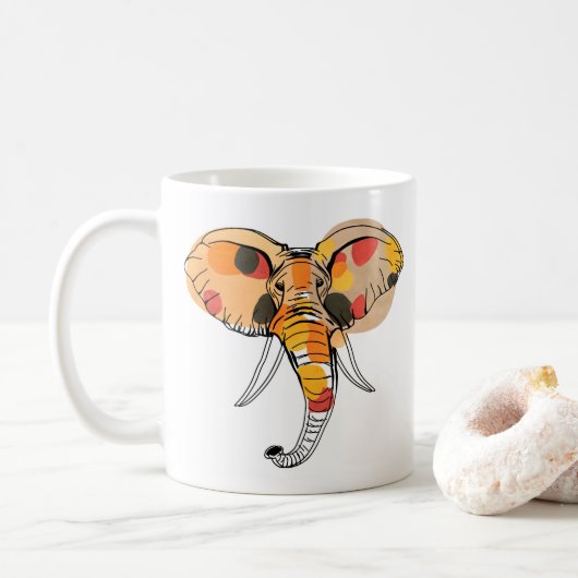 Multicolor African Elephant Kaffeetasse (Mit Donut)