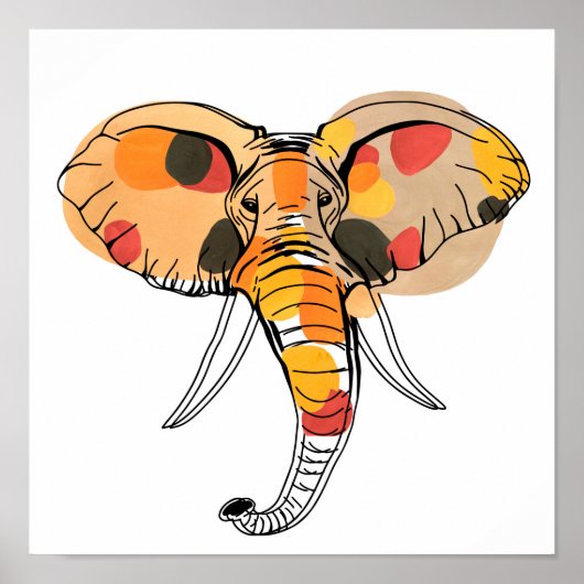 Multicolor African Elephant Poster (Vorne)