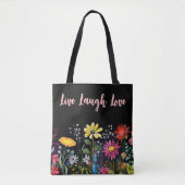 Multicolor-Aquarellfarben-Wildblumen in Schwarz Tasche (Vorderseite)