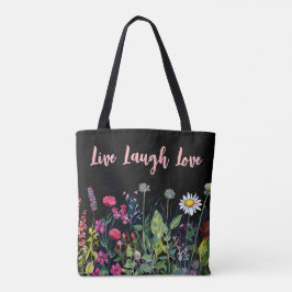 Multicolor-Aquarellfarben-Wildblumen in Schwarz Tasche