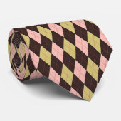 Multicolor Argyle Tie – Green Pink Brown Diamond Krawatte (Gerollt)