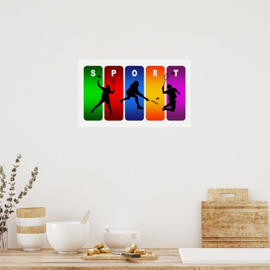 Multicolor Badminton Emblem Poster (Küche)