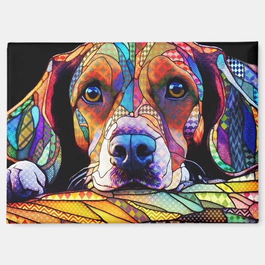 Multicolor Beagle Dog 178 Magnet (Vorderseite)