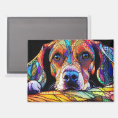 Multicolor Beagle Dog 178 Magnet (Vorderseite/Rückseite)