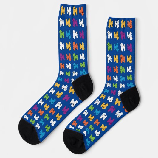 Multicolor Bichon Hunde Rainbow Mixed Rasse Socken (Linkes Detail)