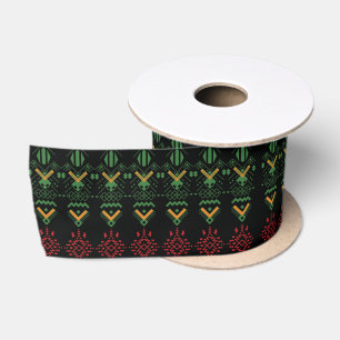 Multicolor Black History Month Geography Ribbon Satinband