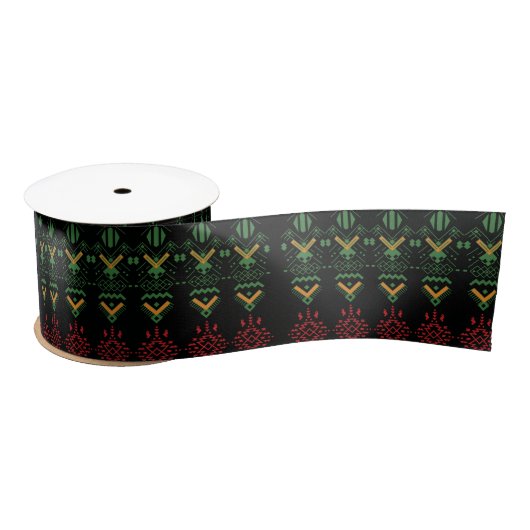 Multicolor Black History Month Geography Ribbon Satinband (Spule)