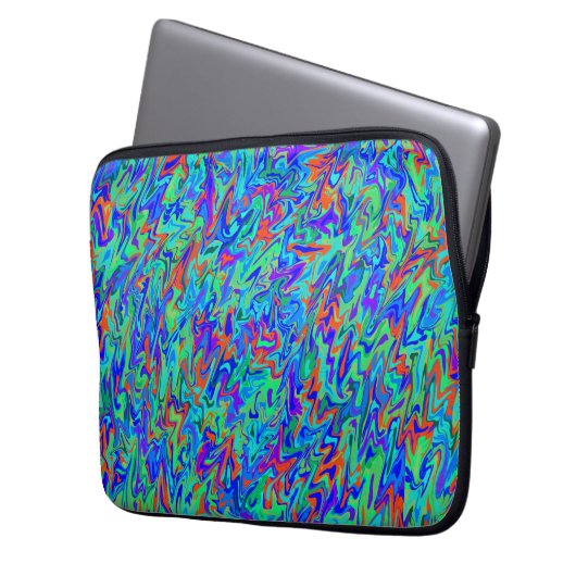 Multicolor Blue Abstrakt Swirl Laptopschutzhülle (Vorderseite Links)