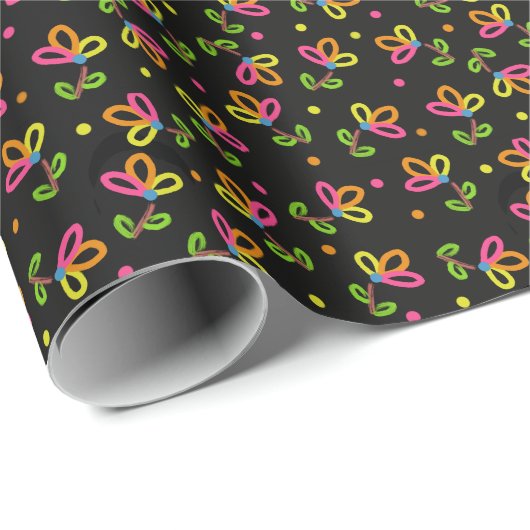 Multicolor-Blumendesign Geschenkpapier (Rolleneckpunkt)