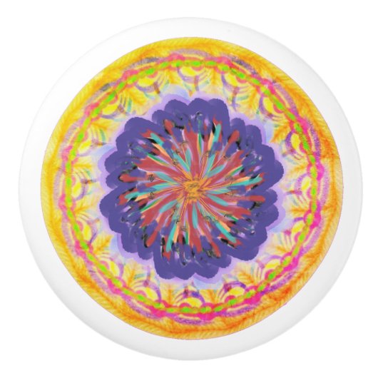 Multicolor Bohemische Keramik Keramikknauf (Vorderseite)