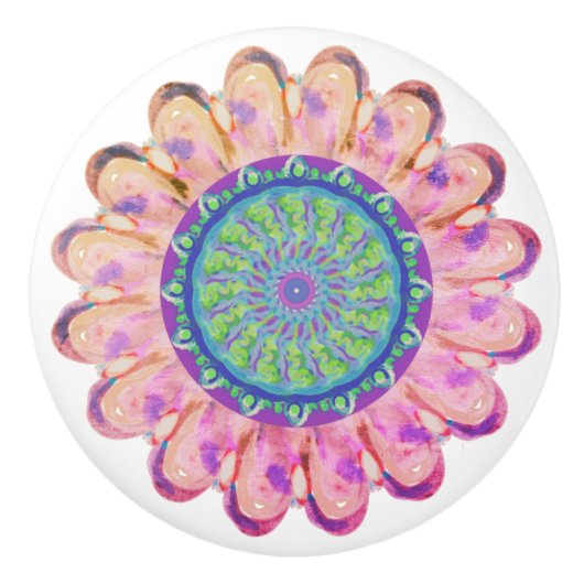 Multicolor Bohemische Keramik Keramikknauf (Vorderseite)