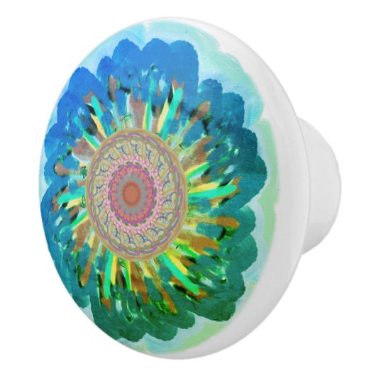 Multicolor Bohemische Keramik Keramikknauf (Rechts)