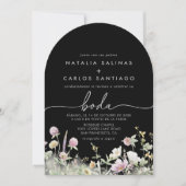 Multicolor Boho Fall Floral Front & Back Boda Einladung (Vorderseite)