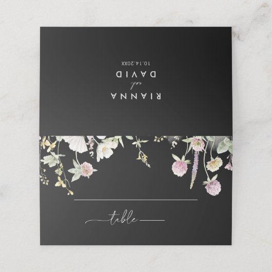 Multicolor Boho Fall Floral Wedding Platzkarte (Außenseite Aufgefaltet)