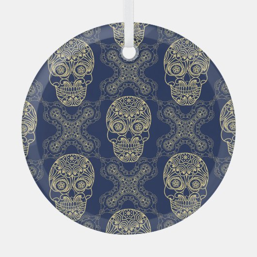 Multicolor Boho Schädelmuster Ornament Aus Glas (Vorderseite)