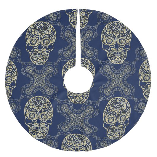 Multicolor Boho Schädelmuster Polyester Weihnachtsbaumdecke (Vorderseite)