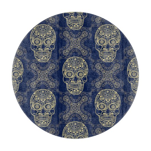Multicolor-Boho-Totenkopf-Muster. Schneidebrett (Vorderseite)