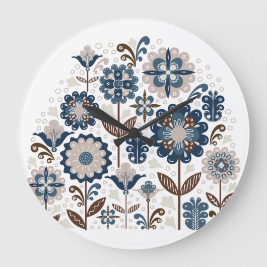 Multicolor Bouquets: Handgezeichnet Große Wanduhr (Vorderseite)