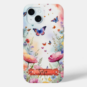 Multicolor Butterfly & Flowers iPhone / iPad Hülle