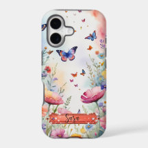 Multicolor Butterfly & Flowers iPhone / iPad Hülle