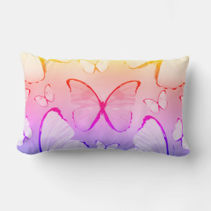 Multicolor Butterfly Print Lumbar Throw Kissen