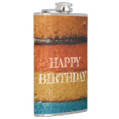 Multicolor Cake and Happy Birthday Design Flachmann (Rechts)