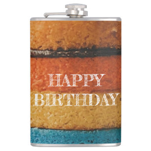 Multicolor Cake and Happy Birthday Design Flachmann