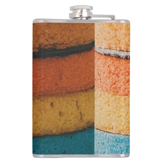 Multicolor Cake and Happy Birthday Design Flachmann (Rückseite)