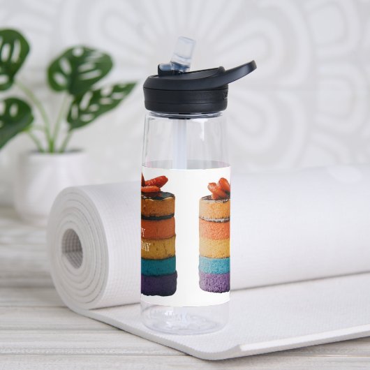 Multicolor Cake and Happy Birthday Design Trinkflasche (Yoga)