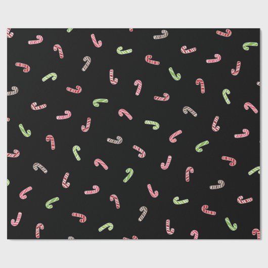 Multicolor Candy Cane Muster Schwarz Geschenkpapier (Flach)