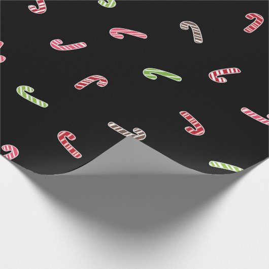 Multicolor Candy Cane Muster Schwarz Geschenkpapier (Ecke)