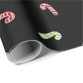 Multicolor Candy Cane Muster Schwarz Geschenkpapier (Rolleneckpunkt)