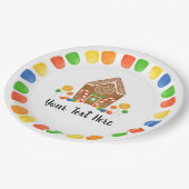 Multicolor Candy Gingerbread House Gumdrop Holiday Pappteller (Schrägansicht)