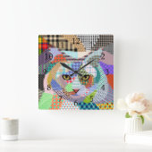 Multicolor Cat 678 Patterns Quadratische Wanduhr (Zuhause)