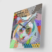 Multicolor Cat 678 Patterns Quadratische Wanduhr (Winkel)