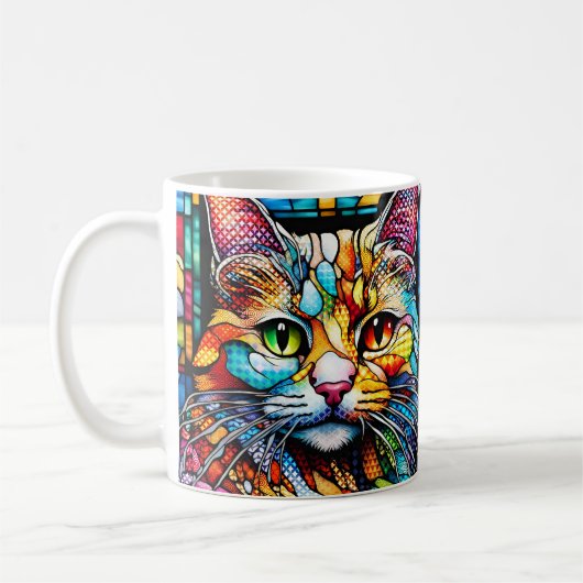 Multicolor Cat 708 Mosaiksteine aus festem Glas Kaffeetasse (Links)