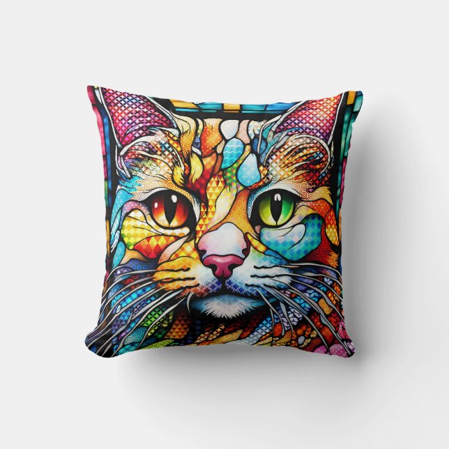Multicolor Cat 708 Muster Kissen (Vorderseite)