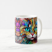 Multicolor Cat 710 Buntglasstil Kaffeetasse (VorderseiteRechts)