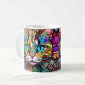 Multicolor Cat 710 Buntglasstil Kaffeetasse (Vorderseite Links)