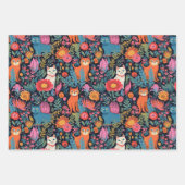 Multicolor Cat Botanical Geschenkpapier Set (Vorderseite)