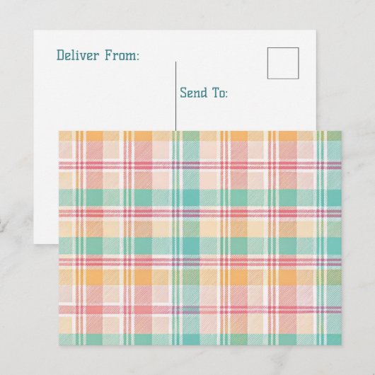 Multicolor Checkered Kariert Feiertagspostkarte (Vorne/Hinten)
