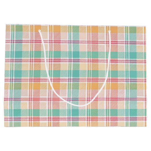Multicolor Checkered Kariert Große Geschenktüte (Rückseite)