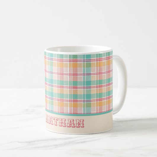 Multicolor Checkered Kariert Personalisiert Kaffeetasse (VorderseiteRechts)