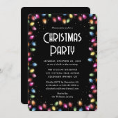 Multicolor Christmas Lights Black Holiday Party Einladung (Vorne/Hinten)