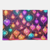 Multicolor Christmas Lights Patterned Geschirrtuch (Horizontal)