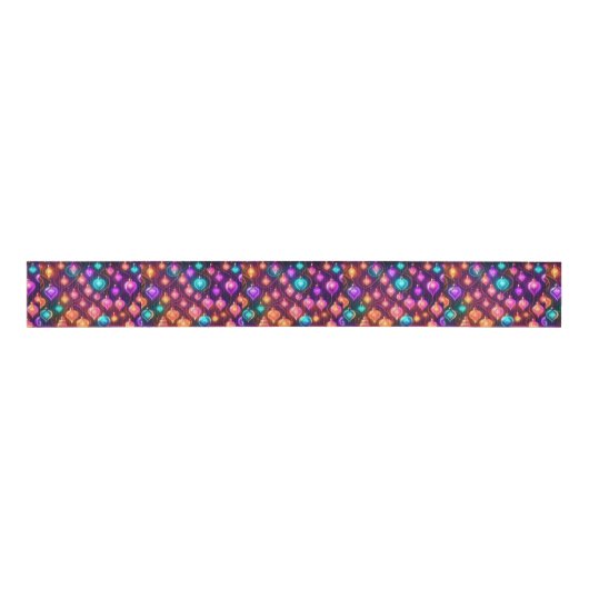 Multicolor Christmas Lights Patterned Ripsband (Vorderseite)