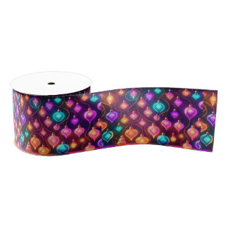 Multicolor Christmas Lights Patterned Ripsband
